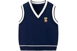 CM-Kid Jungen Pullunder Weste Gestrickte V-Ausschnitt Herbst Pullover Warm Löwe Ärmellos Strickpullover 2-7 Jahre 92-122