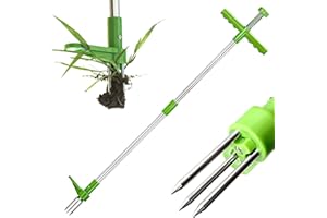 CHANEEHANN Estirpatore Erbacce Manuale Professionale con 3 Artigli in Acciaio Inossidabile - Estrattore per Erbacce in Piedi con Manico Lungo 100 cm - Rimozione Erbacce Rapida per Giardino, Cortile e Orto