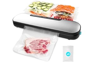 Cecotec Macchine sottovuoto per alimenti SealVac Easy Magnetik. 90 W, confezionamento in 10 secondi, pressione del vuoto 0,6 bar, sigillatura 30 cm, materiale ABS, 8 modalità, include 5 buste