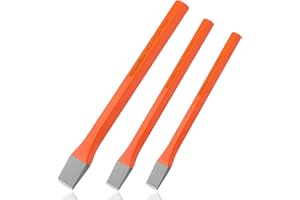 ValueMax Jeu de 3 Burins Ciseaux à Froid pour Maçonnerie et Béton - Burins Plats en Acier Chrome Vanadium 16 x 170, 12 x 150, 10 x 140 mm