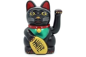 Chat porte-bonheur chinois (Maneki-neko) Starlet24 - Feng Shui, Plastique, Noir , 16 cm