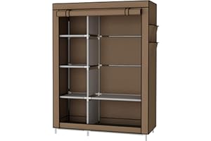 UDEAR Armario Closet Organizador Plegable para Ropa Ropero Resistente al Polvo Guardarropa Marrón 105 x 45 x 170 CM