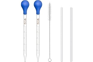 BFYHVP 5 Stück Pipette, Pipette Glas, Pipetten, Glaspipette, Pipette 10ml, Pipette Groß, Glas Pipette, Glastrichter, Rührstäbchen Glas, Mit 2 Reinigungsbürsten Und 2 Rührstäben Für Labor Forschung