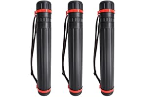 KIKAPA Lot de 3 tubes télescopiques en plastique PE noir pour affiches, documents, arts, plans, 72 cm