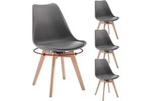 ‎WOLTU WOLTU Esszimmerstühle drehbar 4er Set, für Esszimmer, Moderne Küchenstühle, aus Massivholz Kunstleder, bis 120 kg belastbar, Grau