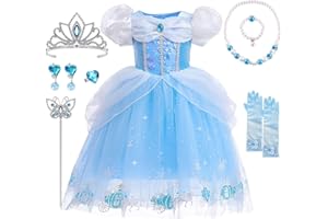 YYDSXK Vestito Cenerentola Bambina, Cenerentola Vestito Principessa con Set Corona Principessa, Cenerentola Costume Carnevale per Regalo Bambina, Vestito Cenerentola per Compleanno Cosplay