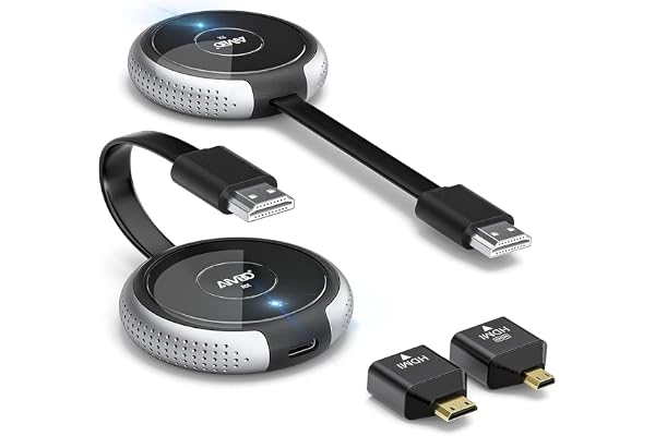 HDMI sans Fil, 4K/5G Rallonge Émetteur et Récepteur Ultra HD 164FT/50M, Prise en Charge Multilingue, Lecteur de Streaming Audio Vidéo, pour Laptop/PC/Camera vers HDTV/Projector/Monitor