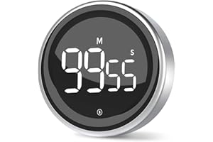 LIORQUE Cyfrowy minutnik kuchenny, magnetyczny minutnik, cyfrowy zegar do jajek, budzik z ramką z metalu, duży ekran LED, 3-stopniowa głośność, do gotowania, sportu, nauki, w zestawie bateria