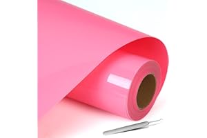 NCRGB Folia do plotera, tekstylna, winylowa, różowa, 30,5 x 400 cm, z pęsetą, do różnych maszyn do grawerowania, do t-shirtów DIY i innych materiałów