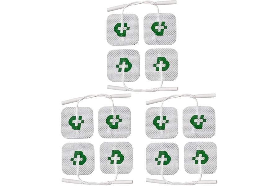 TESMED 12 Superior Quality Electrodes 50 x 50 mm, Universal, Suitable for All Brands of Electrostimulators with 2 mm Plug Cables, No Gel Needed