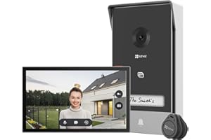 EZVIZ HP7 2K Visiophone Connecté Interphone Vidéo, 7 Pouces Moniteur Tactile, Unlock à Distance, 2 Fils, Détection Humaine, Option RFID, Audio Bidirectionnel, Vision Nocturne, étanche, WiFi dual-Band