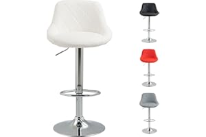 SG Traders Bar Stools, Adjustable Swivel Gas Lift, Footrest, and Base Designed for Comfort and Sophistication, Stylish Comfortable Seating for Your Kitchen or Dining Room (1 PC, White)