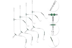 Rodeel 4PCS 2 Hooks Flat Fish Rigs Twin Hook Flattie Flapper Rig Sea Beach Pier Shore Fishing for Flatfish Sole, Flounder, Plaice, Dab