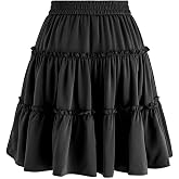 Mrugneni Girls Knee Length Crepe Ruffle Skirt with Adjustable Waist