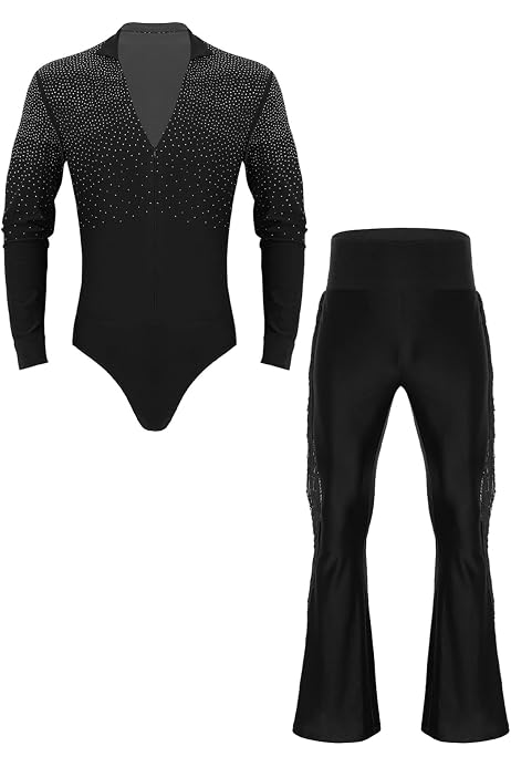 Pantalon De Danse Latin & Ballroom Homme - Taille Haute Élastique - Ceinture Réglable - Polyester/Élasthanne