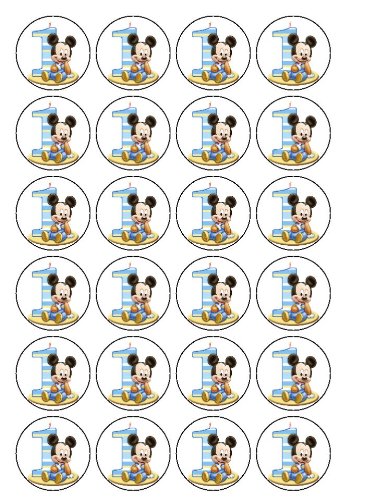 Essbare Muffin-Deko, "Mickey Mouse 1. Geburtstag", 30 Stück