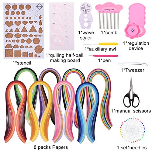 comprare on line Kit Composto Da 960 Strisce Di Carta Da 3/5 mm Kit Di Bricolage Artigianale Per Quilling Arte Per Filigrana Fai Da Té, Tavola, Stampo, Crimper e Pettine, Paper Width: 3mm prezzo