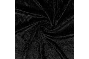 VmG-Store Tessuto in velluto pannato, 2 m x 145 cm, da cucire, non al metro, lucido, elasticizzato, per tende, costumi, vestiti, tovaglia, tessuto decorativo (001 nero)