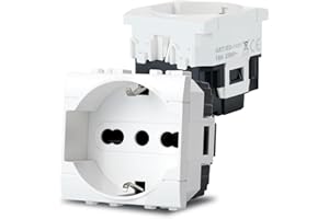 Voltix 2 Pezzi Prese Schuko 2P+T 10/16A 250V Compatibili con Bticino living, Colore Bianco (2)