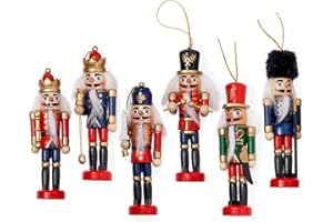 NIRCHO 6 Stücke Nussknacker Soldat Figuren 13 CM Weihnachten Nussknacker Ornament Christbaumschmuck Holzanhänger Nussknacker Tischdeko Weihnachtsbaum Anhänger