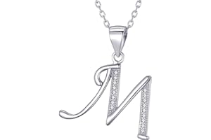 Morella collar de mujer con colgante letra de 925 plata rodiada con piedras de circonita para damas 45cm color blanco