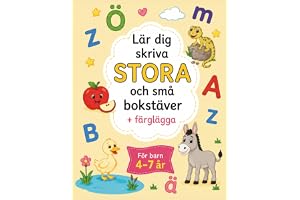 Lär dig skriva stora och små bokstäver: Min första bokstavsbok - Skriv och färglägg A-Ö