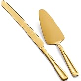 GoGeiLi Gold Cake Knife and Server Set, 13" Stainless Steel Cake Cutting Set, Elegant Cake Cutter Set for Wedding, Birthday,