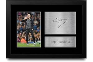 HWC Trading Pep Guardiola A4 Incorniciato Firmato Regalo Visualizzazione Delle Foto Print Immagine Autografo Stampato Per Manchester City Tifosi Di Calcio