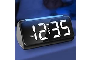Netzu Alarm Clock Bedside with Night Light, Simple Large LED Display Big Number Digital Alarm Clocks for Living Room, with Dimmer USB Charger, Dual Alarm Clocks, Room Decor