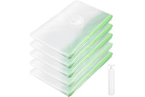 Cexovo Worki Próżniowe do Odzieży Worki Próżniowe 120x100 cm Worki Próżniowe 5 Sztuk z Pompką Ręczną do Skompresowanej Odzieży na Kołdry,Prześcieradła i Łatwe Przechowywanie w Szafie,Przezroczyste