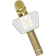 LANDMARK BT55 Handheld Wireless Singing Mic Multi-Function Bluetooth Karaoke Microphone with Inbuilt Bluetooth Speaker, Recorder for Smart Phones, Laptop, Tablet - Golden