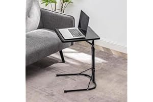 LANTUS Table de Lit a Roulette, Bureau Debout Réglable en Hauteur, Table D'appoint en Forme C, Pliable 90°,Pivote 360°,Super Robuste et Stable,43 * 43 * 69cm (Noir)