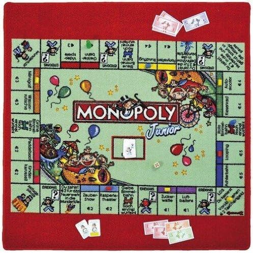 Monopoly Junior Original Game Rug including all figures, toy money, and playing cards