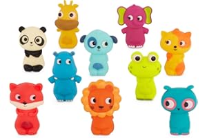 B. Toys - 10 marionnettes à Doigts - Marionnettes animales à Doigts - Renard, Panda, Hippopotame, Girafe, Chien - Lion, Chat, Grenouille, éléphant, Hibou - 10 Mois et +