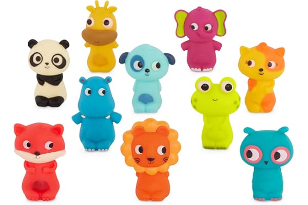 B. toys - L'équipe des Pinky Pals - 10 marionnettes à Doigts - Marionnettes animales à Doigts - Renard, Panda, Hippopotame, Girafe, Chien - Lion, Chat, Grenouille, éléphant, Hibou - 10 Mois et +