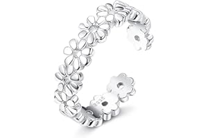 JeryWe 925 Silber Zehenring für Damen Mädchen Einstellbare Offene Verstellbare 14K Weißgold Vergoldet Blume CZ Schlange Twist Opal Band Ringe Sommer Strand Zehenringe Fußschmuck