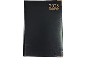 NMTECH Diary 2023 A5 Week to View- Padded Metal Corner Office Desk Diary Daily Planner Bullet Journal Password Book Personalized Notebook Line Paper Work Diary Academic Notepad (A5 WTV, BlacK)