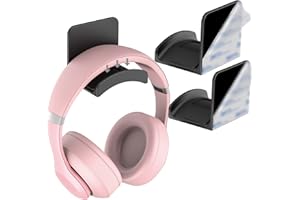 HomeMount Headphone Stand Headset Holder - Adhesive Gaming Headphone Hanger Hook Desk Mount for Most Headphone & Controller (Black 2Pack)