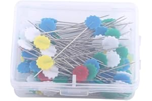 FOCKET Perni da cucito, 100pcs Perni testa cucito fai da te, strumento per quilting per cucire, testa a perni Posizionamento patchwork Forniture per cucire per sarta (4 tipi)(Fiore 1)