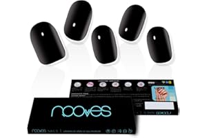 NOOVES - Láminas de Gel para Uñas|Lady of Midnight - Negro 20 uds, Uñas de Gel Semicuradas Premium, Gel Nail Stickers,Pegatinas Uñas de Gel, Incluye 1 Lima de Uñas y 1 Palito de Naranjo, Vegano