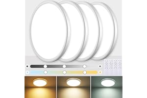 HABOWN® Lampara Techo,24W 3000K-6500K Plafones para Techo LED Regulable,3000LM IP40 Impermeable Plafon LED Techo Redonda con Mando a Distancia,Brillo Ajustable,Fácil de Instalar,Ø29*H2.5cm