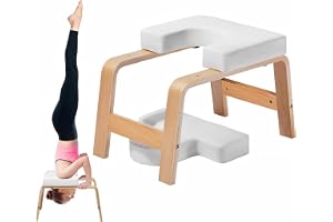 Yoga-huvudståsbänk, inversionsstol, handståndsträningsutrustning med träram och PU-stoppning, gymnastisutrustning med en bärkapacitet på 136 kg, stående yogabänk för styrka- och balansträning