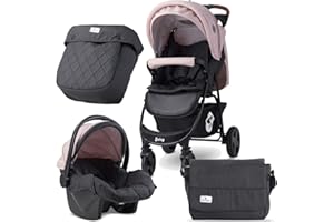 Poussette combinée duo 2 en 1 avec siège auto DAISY SET Lorelli rose