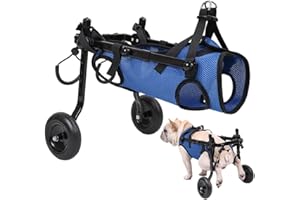 JT2D Fauteuil roulant réglable pour chien Membre postérieur Patte postérieure Handicapé Chat Chien Aide à la mobilité Chariot Jambes Réhabilitation Outils de marche légers pour animaux,XS