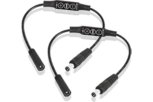 PNGKNYOCN DC 12 V LED listwa świetlna ściemniacz niskoprofilowy Inline DC 5,5 x 2,1 mm męski do żeńskiego mini pojedynczy kolorowy kontroler ściemniania LED (2-pak)