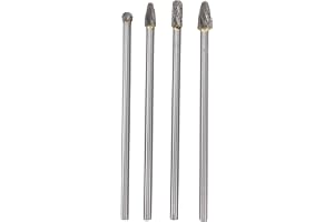 Set med 4 Långa Roterande Filar, Hårdmetallborr och Överfräsar i Hårdmetalllegering, 6 mm