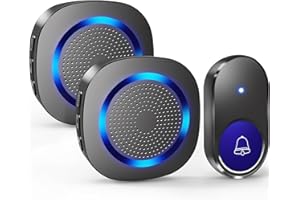 Kabol Wireless Doorbell Plug in, 300M Long Range Door Bells Wireless Cordless, IP65 Waterproof Electric Door Bell Kits, 55 Melodies, 5 Volume Levels, 1 Battery Operated Button and 2 Receivers