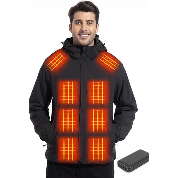 DEWBU Heated Jacket – 12V, 5-Zone Heating, Polar Fleece Hoodie With Battery Pack, Men's, Blue Haze, Size M