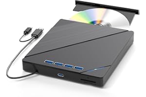 VUTLACE 7 in 1External Blu Ray Drive USB 3.0 Type-C, Support 100G BD DVD CD External Blu ray Player, Portable Ultra-Slim Bluray Drive with TF/SD Port, Compatible with Windows XP/7/8/10/11 Mac Laptop Desktop