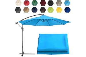 CMJYMX Replacement Parasol Canopy Sun Umbrella Replacement Cloth For 2m-6 Arms 2.7m-6 Arms 2.7m-8 Arms 3m-6 Arms 3m-8 Arms (Color : Lake blue, Size : 6 ribs-2.7m(8.8ft))